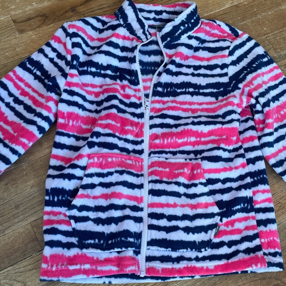 Eddie Bauer Kids Tie-Dye Fleece Jacket Pink and Navy Size 14-16